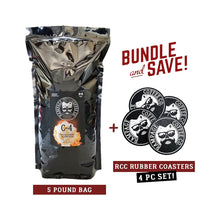 5 Pound Bag, Sticker Pack + BONUS Coaster Set | Rampage Coffee Co. Bundles Rampage Coffee Co. C-4 | Smooth Extreme Caffeine Blend Whole Bean