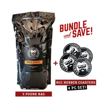 5 Pound Bag, Sticker Pack + BONUS Coaster Set | Rampage Coffee Co. Bundles Rampage Coffee Co. FULL FORCE | Premium Espresso Blend Whole Bean