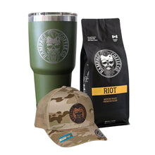 Caffeinated Soldier Bundle | Rampage Coffee Co. Bundles Rampage Coffee Co. Whole Bean RIOT - Med Roast Curved Brim